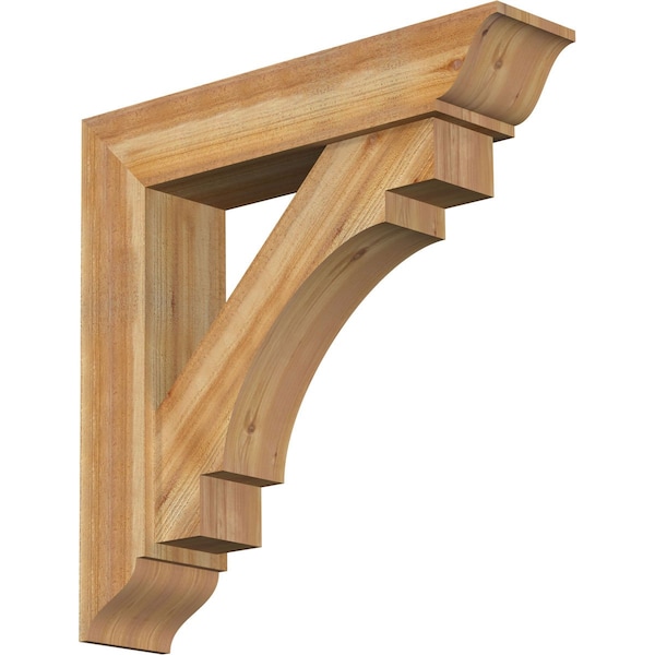 Ekena Millwork Merced Traditional Rough Sawn Bracket w/ Offset Brace, Western Red Cedar, 8"W x 36"D x 36"H BKT0806X36X36MRC01RWR - main